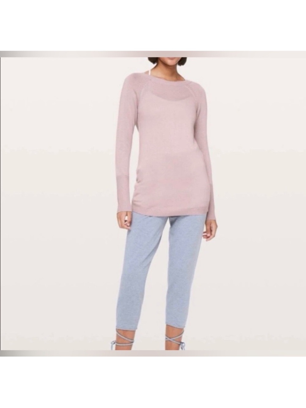 Lululemon unity drop back lavender cashmere blend sweater size 8